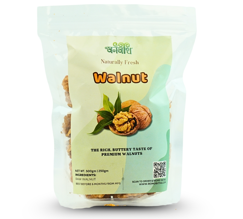 Bonobithi Naturally Fresh Raw Walnut 500gm 250gm Pouch - Premium Quality